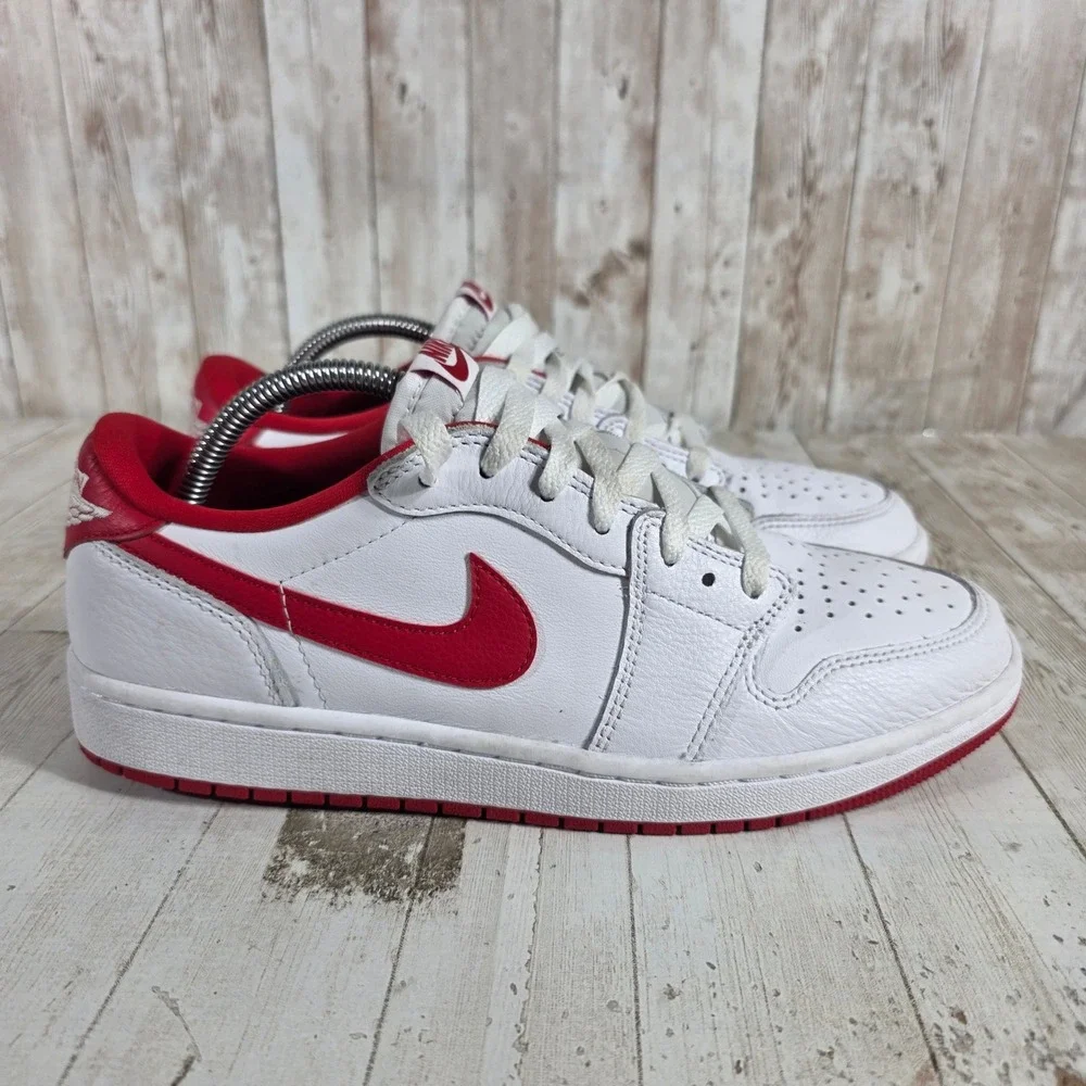 Nike Air Jordan 1 Retro Low OG‎ Metallic Red White Sneakers CZ0790-161 Mens 9.5